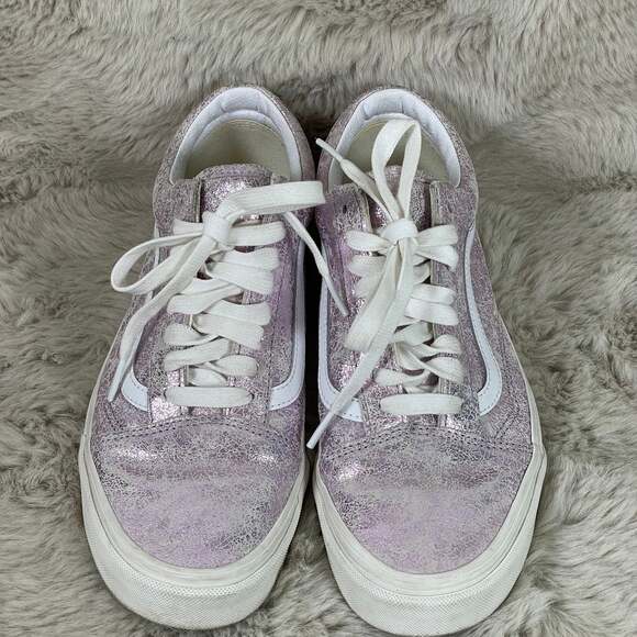 WOMEN'S 10.5/MEN’S 9 VANS OLD SKOOL CRACKED LEATHER ROSE GOLD SHOES SNEAKERS - Picture 3 of 8